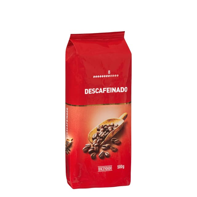 Café en grano Hacendado descafeinado