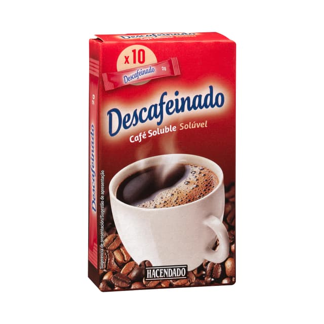 Café soluble descafeinado en sobres Hacendado