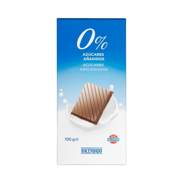 Chocolate extrafino con leche Hacendado 0% azúcares añadidos