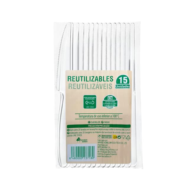 Cuchillos de plástico Bosque Verde reutilizables