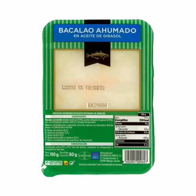 Bacalao ahumado Hacendado en aceite de girasol