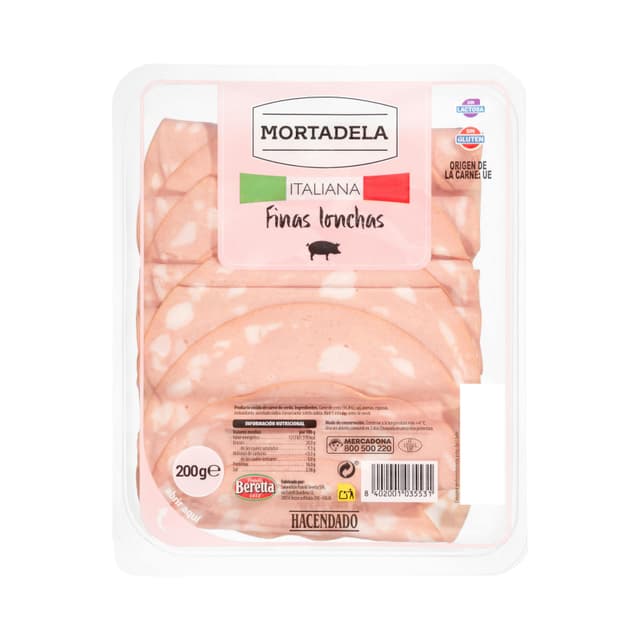 Mortadela italiana Hacendado finas lonchas