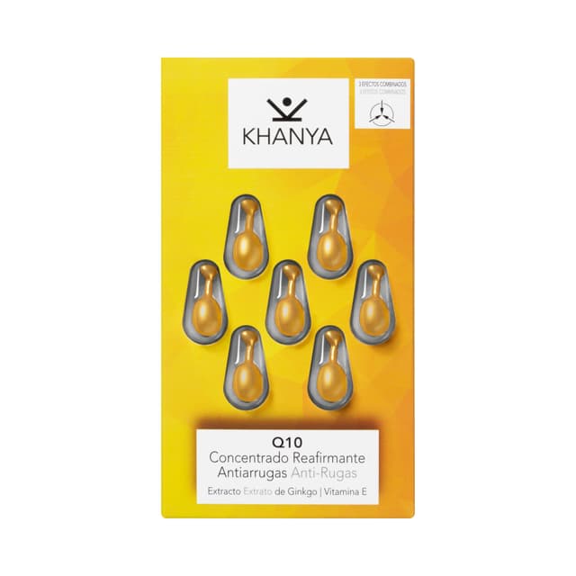 Perlas faciales Q10 Khanya concentrado reafirmante antiarrugas