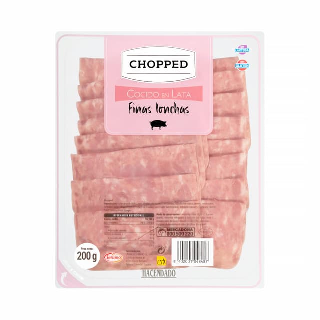 Chopped cocido en lata Hacendado finas lonchas