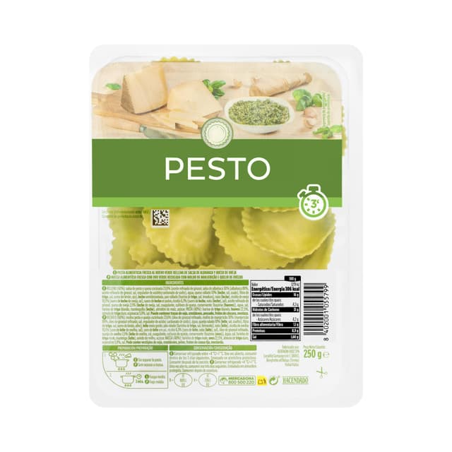 Pasta fresca girasoles rellena de pesto y queso de oveja Hacendado
