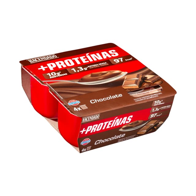 Natillas con chocolate +Proteínas Hacendado 1,3 g MG 10 g proteínas