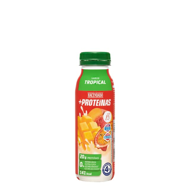 Bebida láctea sabor tropical +Proteínas Hacendado 0% MG 20 g proteínas
