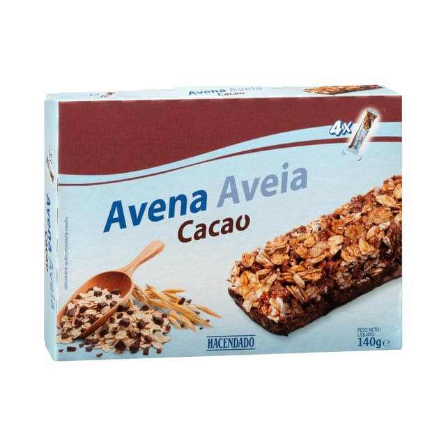 Barritas de cereales avena y cacao Hacendado