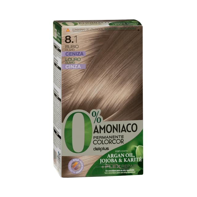 Coloración permanente 0% amoníaco 8.1 rubio claro ceniza Colorcor