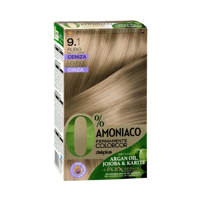 Coloración permanente 0% amoníaco 9.1 rubio muy claro ceniza Colorcor