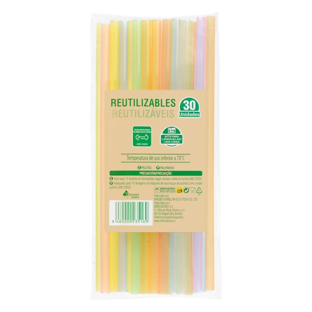 Pajitas rectas reutilizables