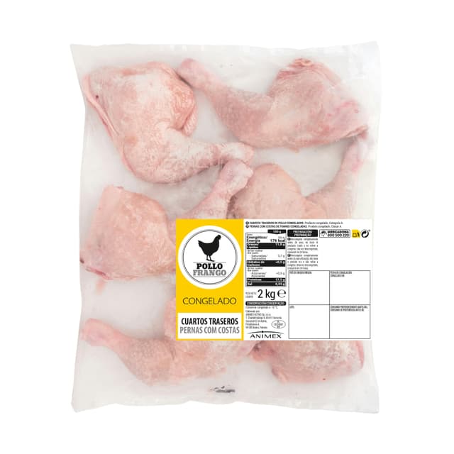 Cuartos traseros de pollo congelados