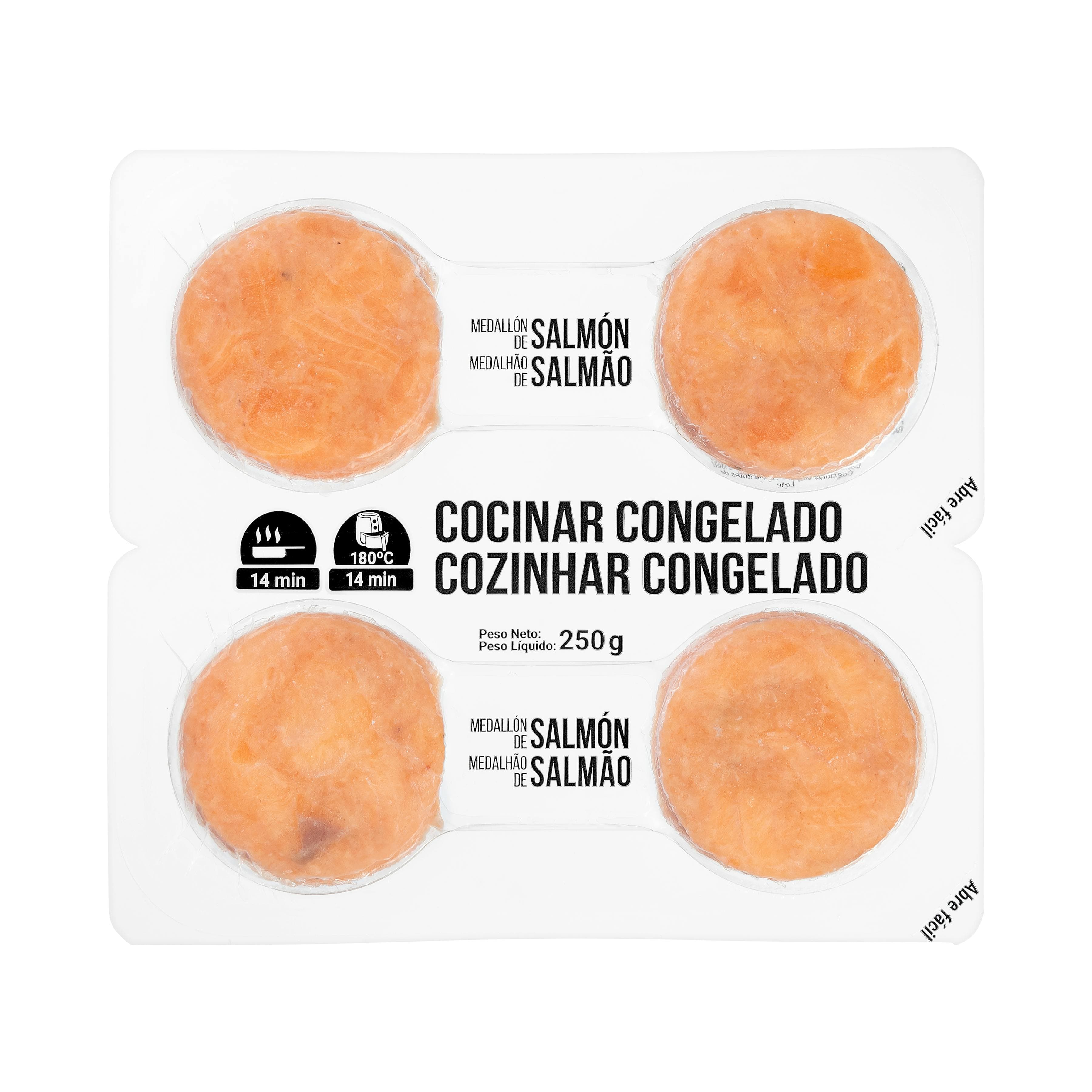 Medallones de salmón Hacendado cocinar congelados