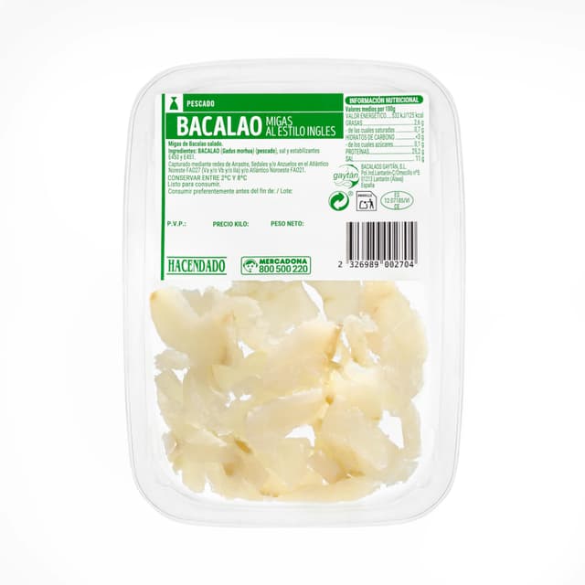Migas de bacalao al estilo inglés Hacendado