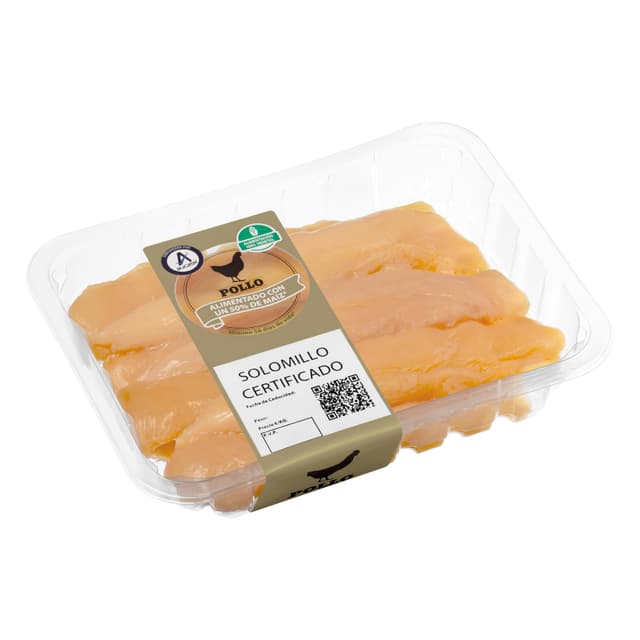 Solomillos de pollo certificado alimentado con un 50% de maíz