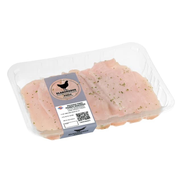 Filetes pechuga de pollo finas hierbas marinadas