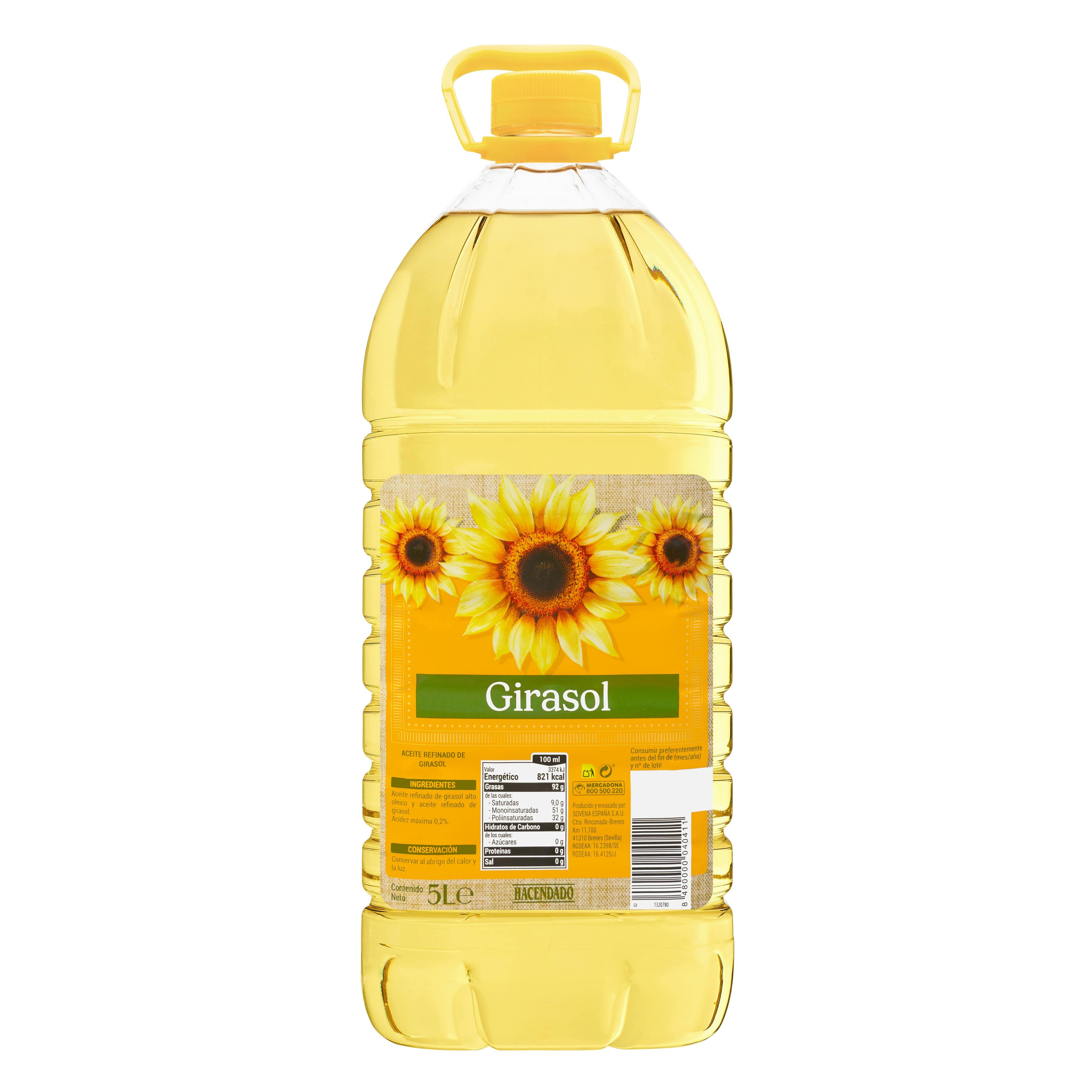 Aceite de girasol refinado 0,2º Hacendado