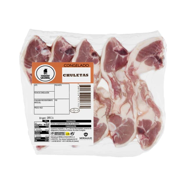 Chuletas cordero de lechal congeladas
