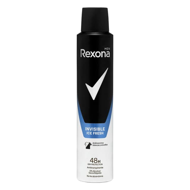 Desodorante invisible ice fresh Rexona Men antitranspirante y antimanchas