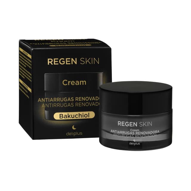 Crema facial noche antiarrugas renovadora Regen Skin Deliplus con Bakuchiol