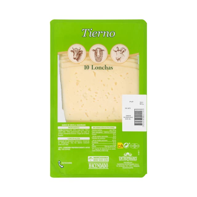 Queso lonchas tierno mezcla Entrepinares