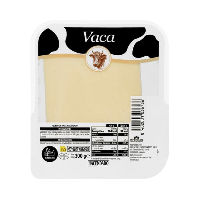 Queso lonchas tierno de vaca Entrepinares