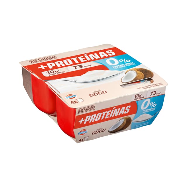 Postre lácteo sabor coco +Proteínas Hacendado 0% MG 10 g proteínas