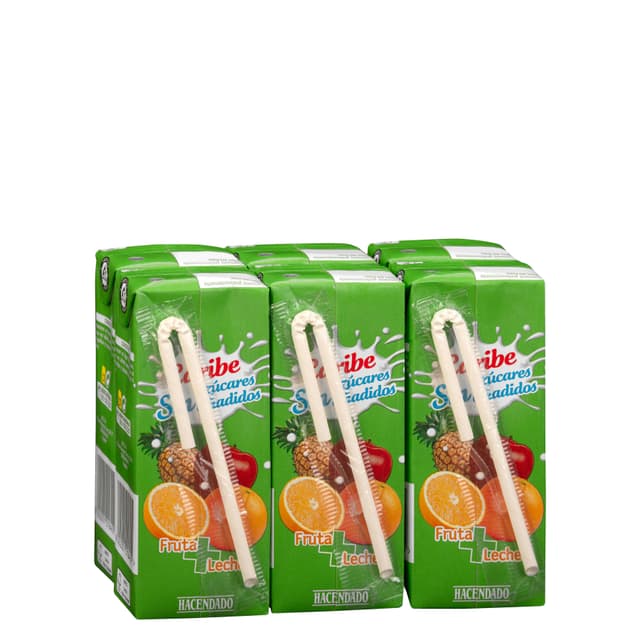 Fruta + leche caribe Hacendado sin azúcares añadidos