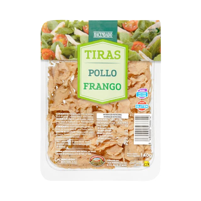 Tiras de pechuga de pollo al natural Hacendado