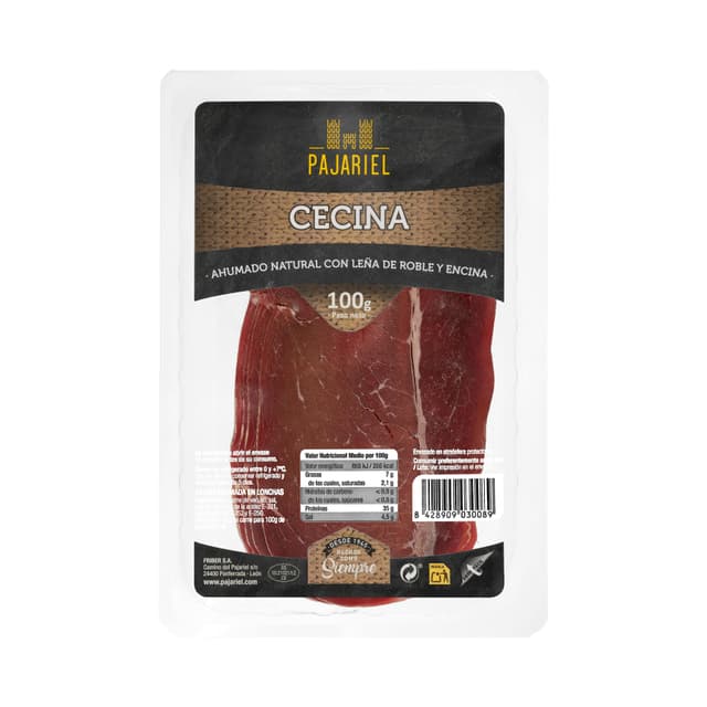 Cecina ahumada natural Embutidos Pajariel lonchas