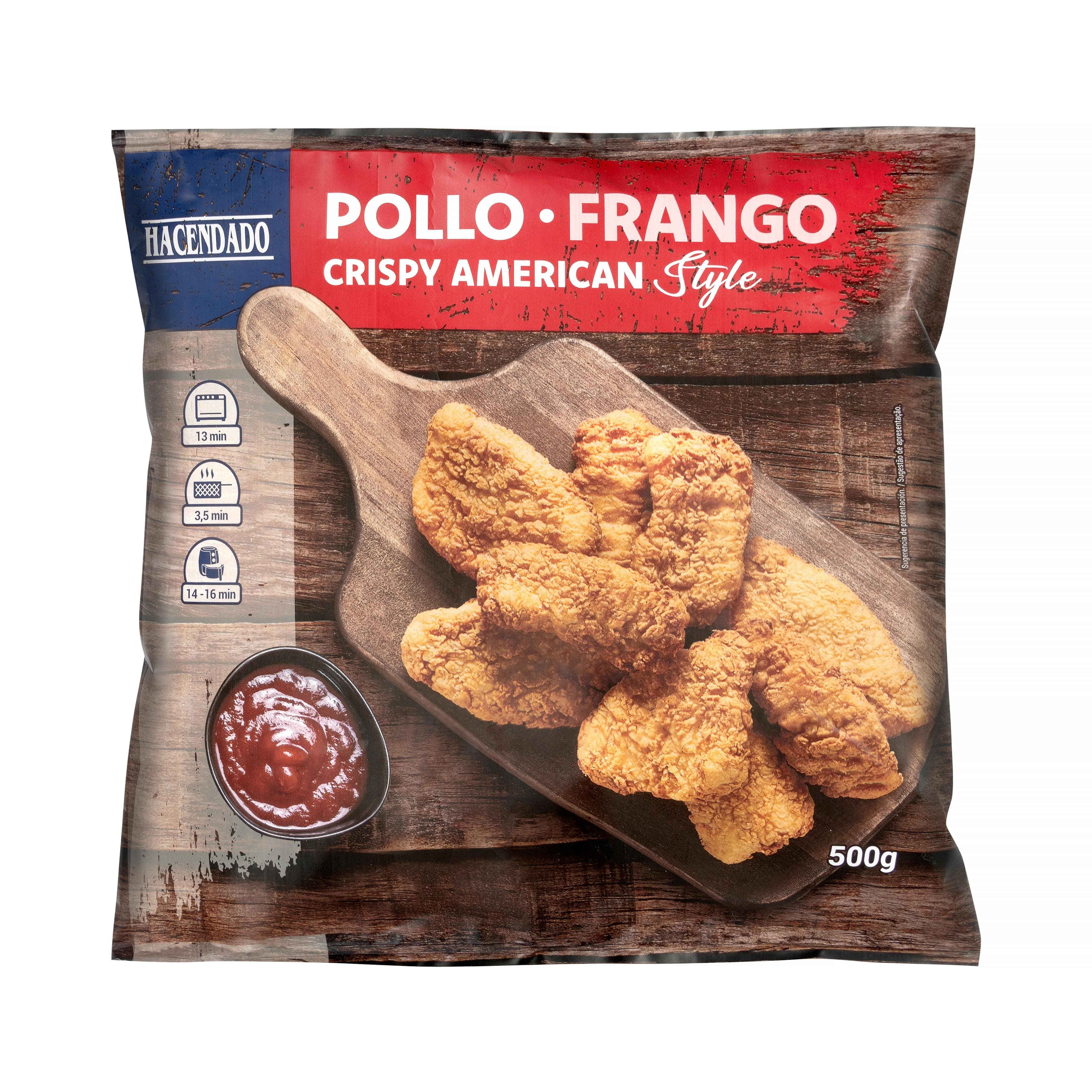 Pollo marinado rebozado Crispy American Style Hacendado ultracongelado