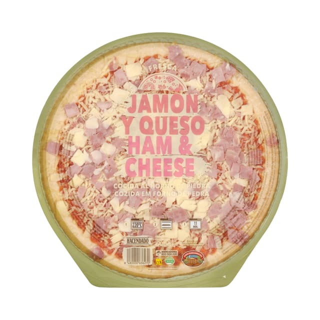 Pizza jamón y queso familiar Hacendado