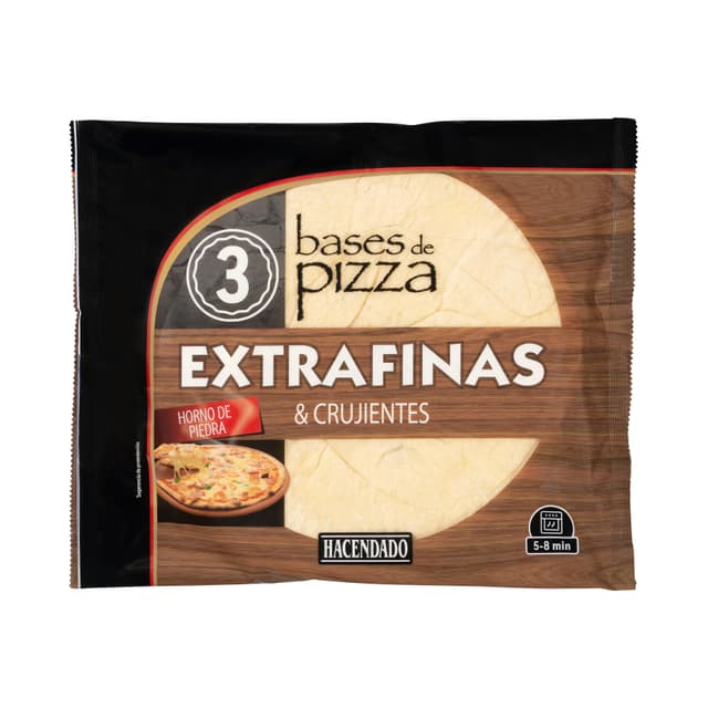 Bases de pizza artesanas extrafinas y crujientes Hacendado ultracongeladas