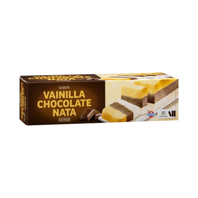 Barra de helado sabor vainilla, chocolate y nata Hacendado