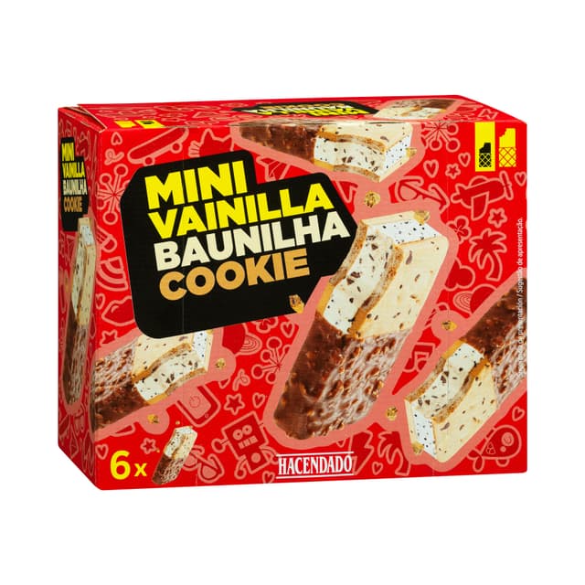 Mini helado sándwich sabor vainilla y cookie Hacendado