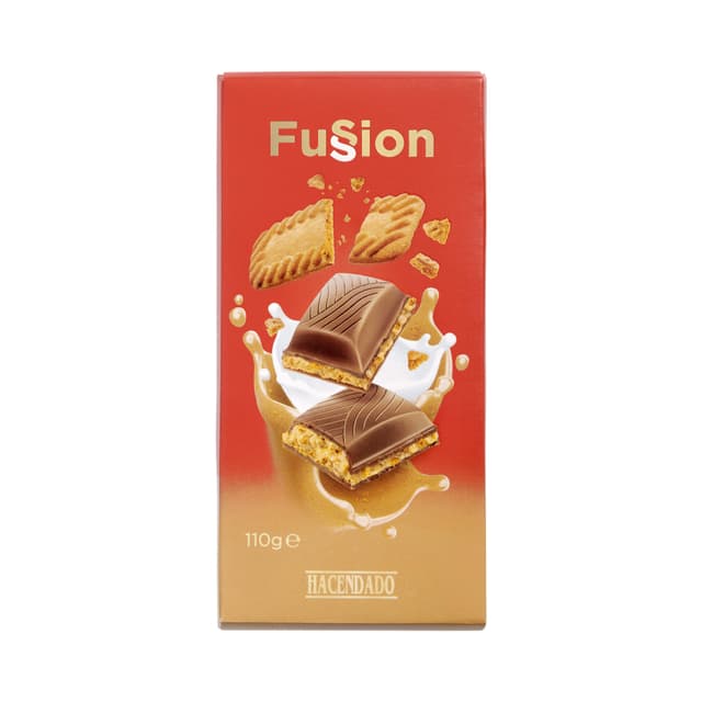 Chocolate con leche Fussion Hacendado relleno de galleta caramelizada