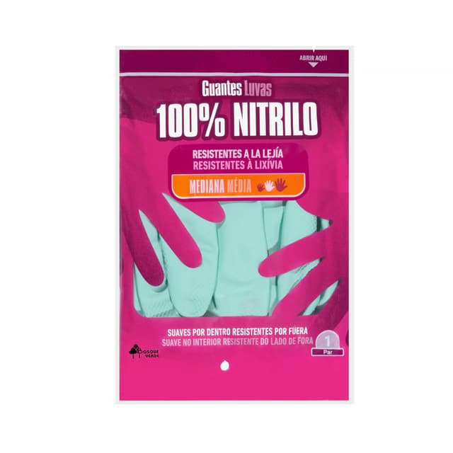 Guantes 100% nitrilo Bosque Verde talla mediana