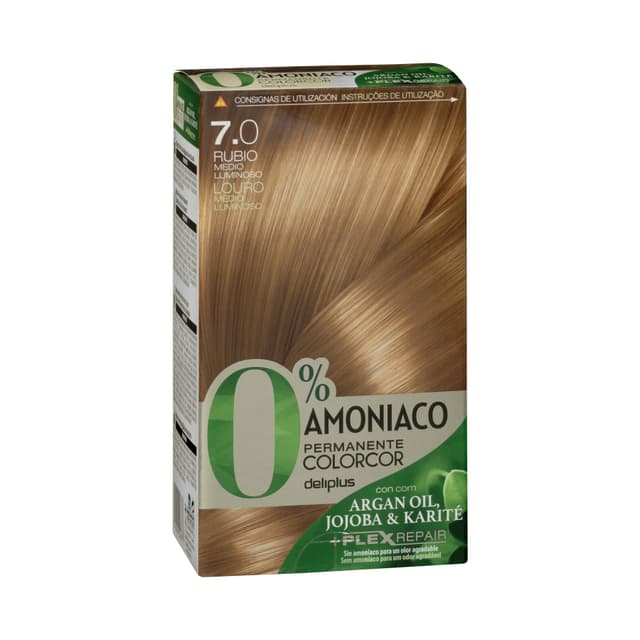 Coloración permanente 0% amoníaco 7.0 rubio medio luminoso Colorcor
