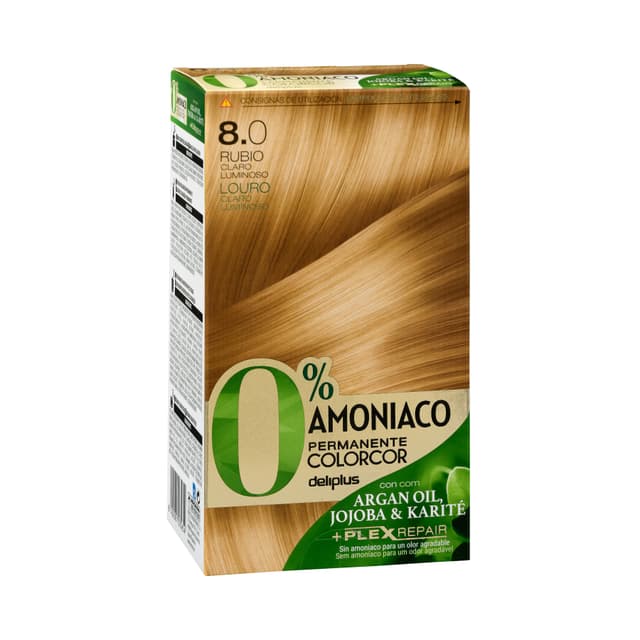 Coloración permanente 0% amoníaco 8.0 rubio claro luminoso Colorcor