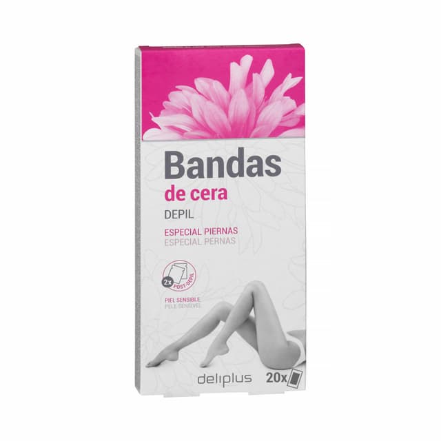 Bandas de cera especial piernas Deliplus piel sensible