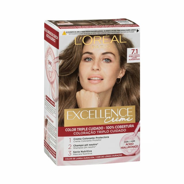 Coloración permanente 7.1 rubio ceniza Excellence Creme