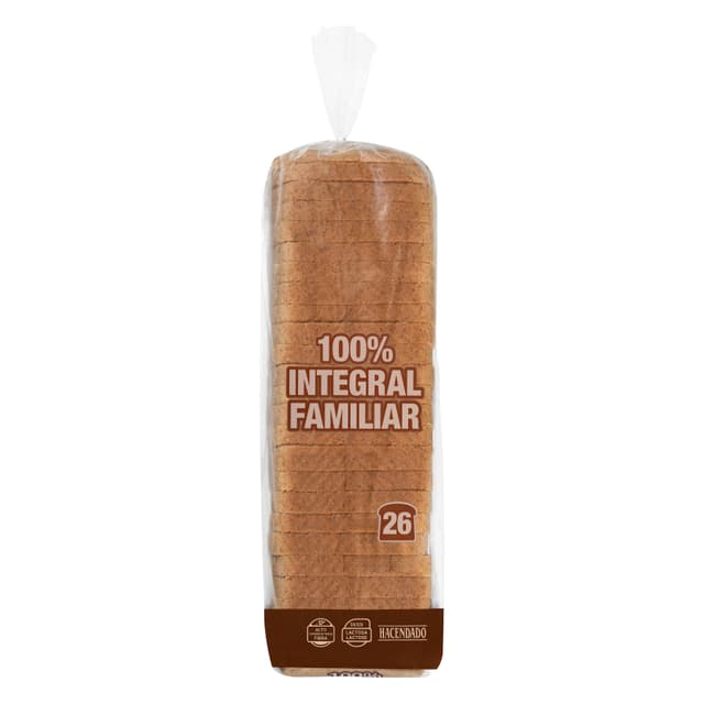 Pan de molde 100% integral familiar Hacendado