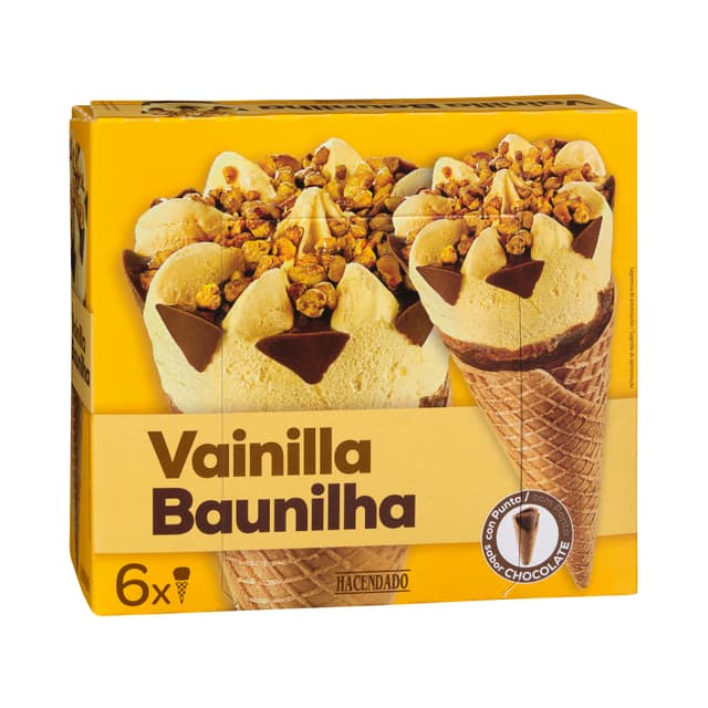 Helado cucurucho sabor vainilla Hacendado