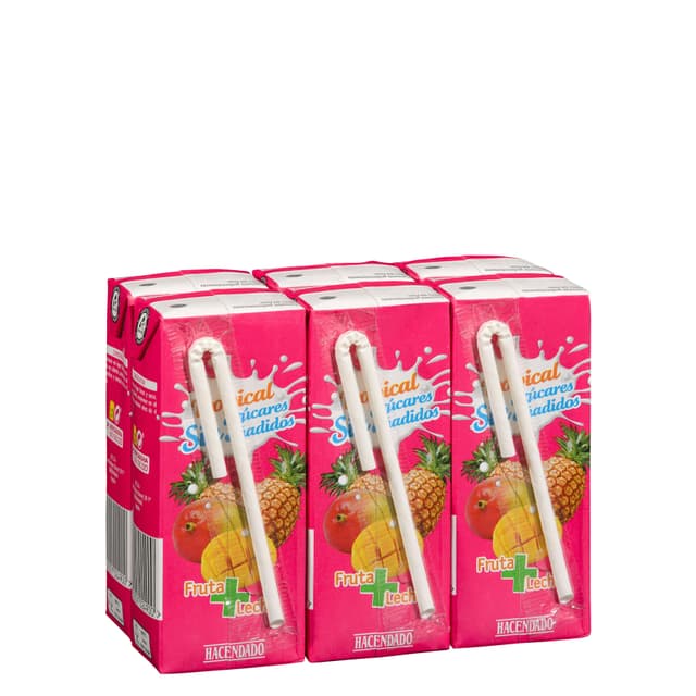 Fruta + leche tropical Hacendado sin azúcares añadidos