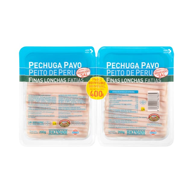 Pechuga de pavo reducido en sal Hacendado finas lonchas