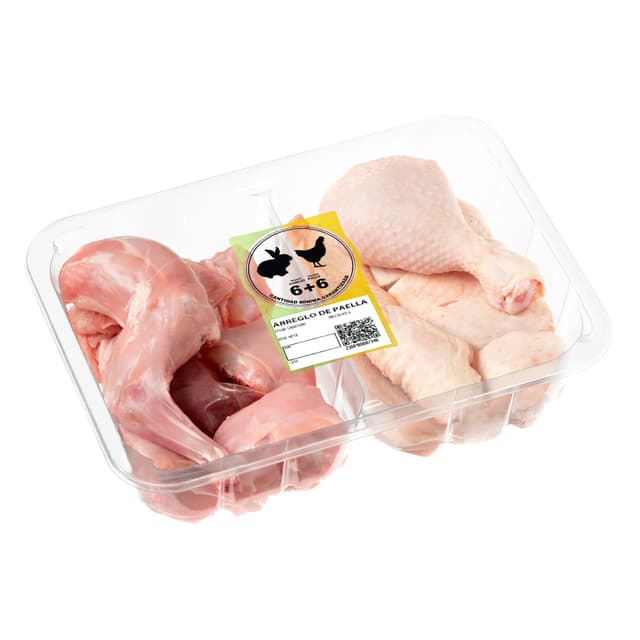 Arreglo para paella con pollo y conejo