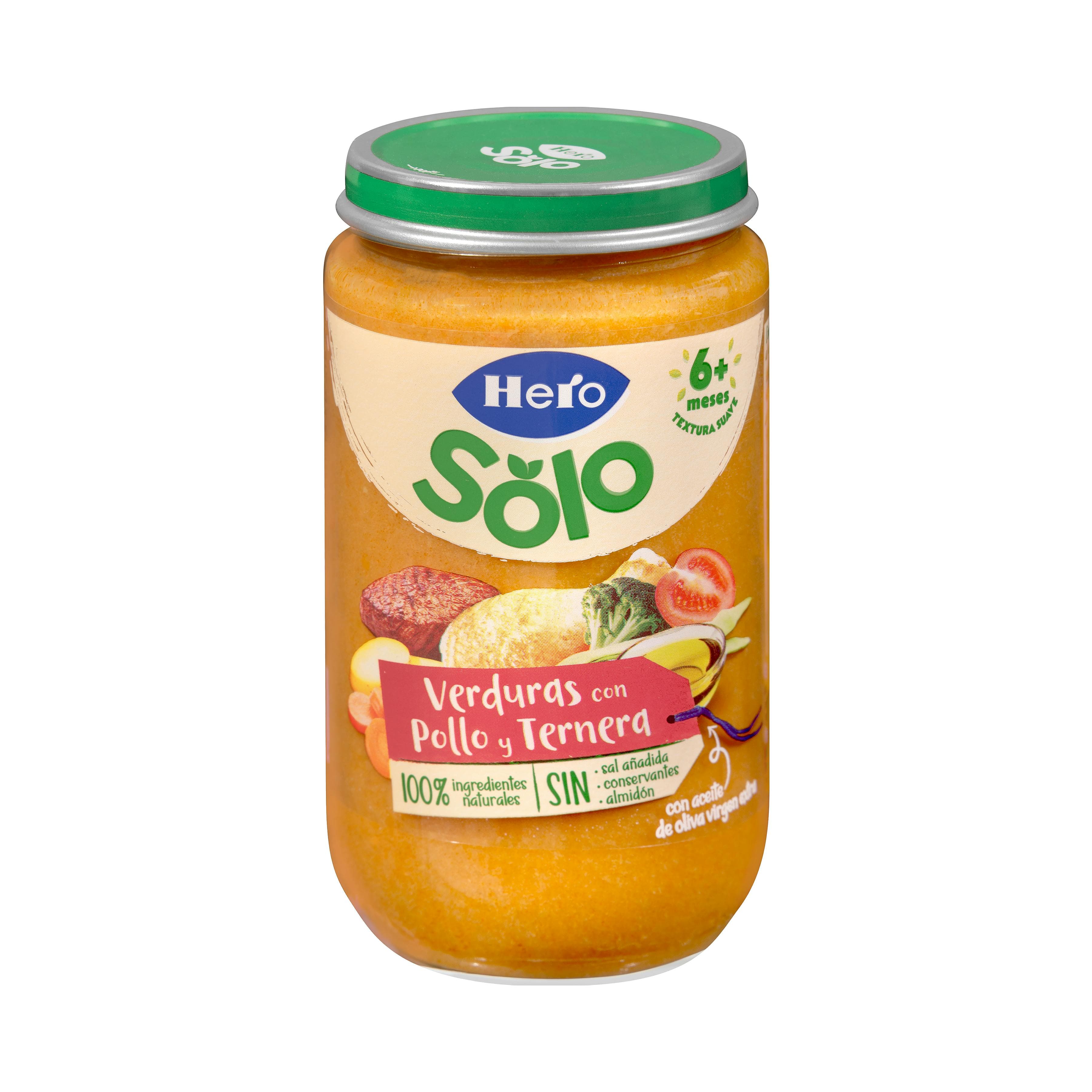 Papilla verduritas con pollo y ternera Hero Solo +6 meses