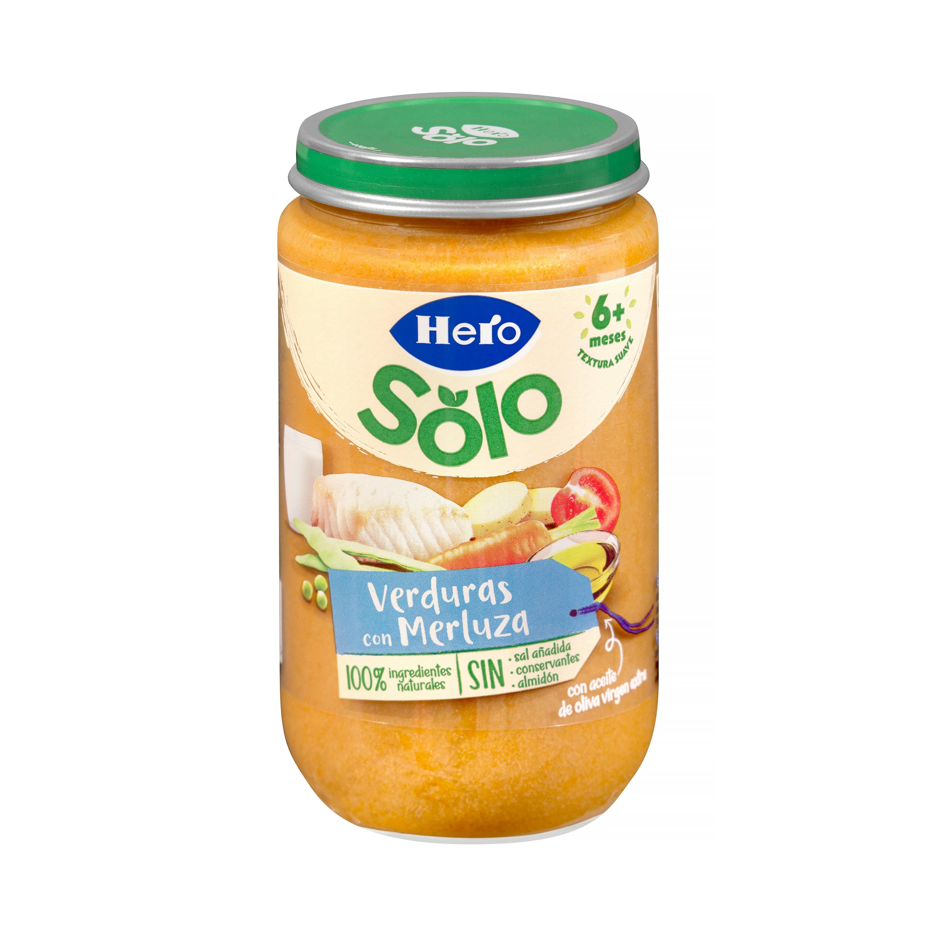 Papilla verduritas con merluza Hero Solo +6 meses