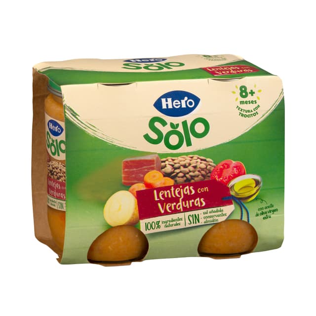 Papilla lentejas con verduritas Hero Solo recetas caseras +8 meses