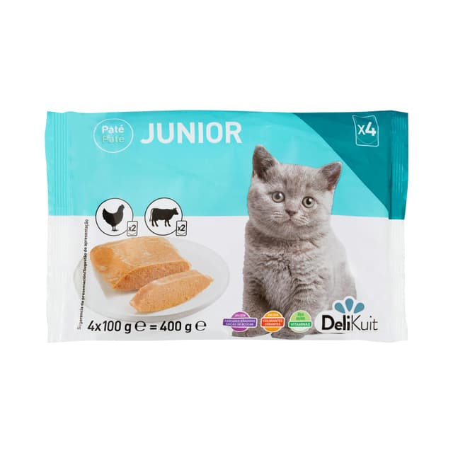 Paté gato júnior Delikuit con pollo y ternera